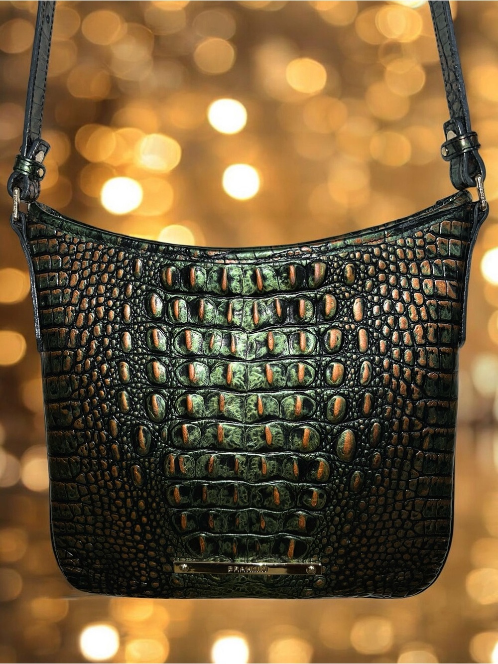 Brahmin Leather JODY Crossbody Bag, Samba Melbourne, Croc-Embossed